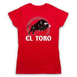 My Icon Art & Clothing EL Toro Spanish Bull Damen T-Shirt, Rot, Medium von My Icon Art & Clothing