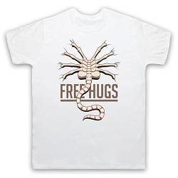 My Icon Art & Clothing Facehugger Free Hugs Space Sci Fi Alien Horror Film Herren T-Shirt, Weiß, Medium von My Icon Art & Clothing