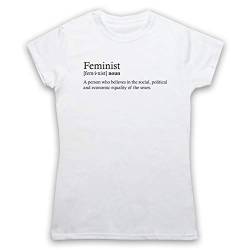 My Icon Art & Clothing Feminist Dictionary Definition Womens Rights Girl Power Feminism Damen T-Shirt, Weiß, Small von My Icon Art & Clothing