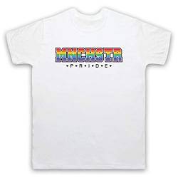 My Icon Art & Clothing MNCHSTR Pride LGBT Festival Manchester Gay Pride March Herren T-Shirt, Weiß, 2XL von My Icon Art & Clothing