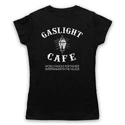 My Icon Art & Clothing Marvel Mrs Maisel Gaslight Café World Famous Village Entertainment Damen T-Shirt, Schwarz, Large von My Icon Art & Clothing