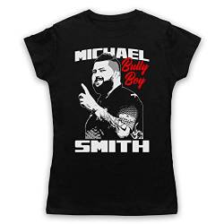 My Icon Art & Clothing Michael Smith Bully Boy Darts Tribute English Player Damen T-Shirt, Schwarz, Medium von My Icon Art & Clothing