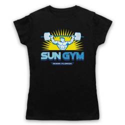 My Icon Art & Clothing Pain Gain Sun Gym Bodybuilding Logo Film Damen T-Shirt, Schwarz, Medium von My Icon Art & Clothing