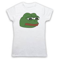 My Icon Art & Clothing Pepe The Frog Alt-Right Meme Damen T-Shirt, Weiß, Small von My Icon Art & Clothing