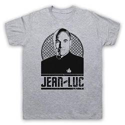 My Icon Art & Clothing Trek Captain Jean-Luc Picard Tribute Herren T-Shirt, Grau, Large von My Icon Art & Clothing