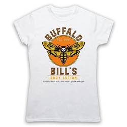 Silence Lambs Buffalo Bill's Body Lotion Parody Damen T-Shirt, Weiß, 2XL von My Icon Art & Clothing