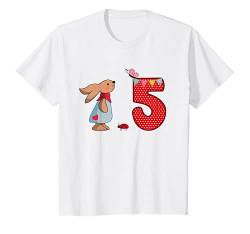 Kinder 5. Geburtstag Tiermotiv ich bin Fünf Jahre alt Hase Mädchen T-Shirt von My Little Heroes Geschwister und Geburtstags Shop