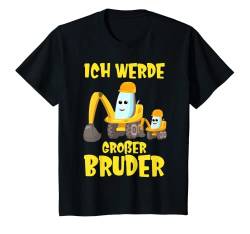 Kinder Baggerfahrzeug auf Baustelle Ich werde großer Bruder Bagger T-Shirt von My Little Heroes Geschwister und Geburtstags Shop