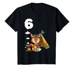 Kinder Fuchs 6 Jahre alt ich bin Sechs Geburtstag Indianer Jungen T-Shirt von My Little Heroes Geschwister und Geburtstags Shop