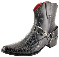 Stiefeletten, Herren, Schlangenhaut, Reißverschluss, Western-Cowboy, Schwarz - Schwarz - Größe: 45 EU (11 UK) von My Perfect Pair