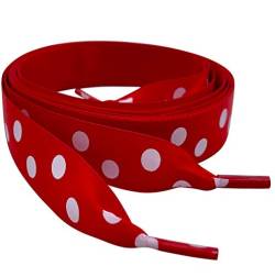 Rote Polka Dot 142 cm lange flache Satinband-Schnürsenkel My Ribbon Laces™ für Erwachsene und Kinder Schnürsenkel für Trainer, Sneaker, Schuhe, Stiefel von My Ribbon Laces