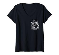 Damen Cooler deutscher Schäferhund - kunstvolles Porträt auf Brust T-Shirt mit V-Ausschnitt von MyAnimal - Your Favourite Animal Wear