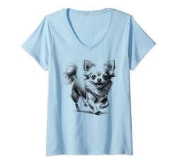 Damen Super süßer Chihuahua im photorealistischen Zeichenstil T-Shirt mit V-Ausschnitt von MyAnimal - Your Favourite Animal Wear