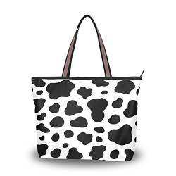 MyDaily Damen Handtasche Kuh Schwarz Weiß gepunktet, Mehrfarbig - mehrfarbig - Größe: Large von MyDaily