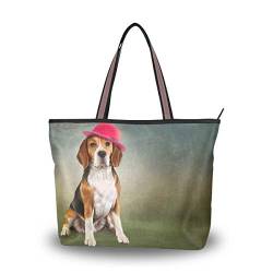 MyDaily Damen-Handtasche mit lustigem Beagle-Hund, Mehrfarbig - mehrfarbig - Größe: Large von MyDaily