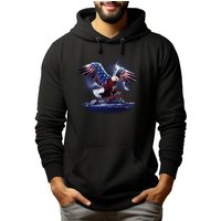 MyDesign24 Hoodie Herren Kapuzen Sweatshirt - Adler mit USA Flügel Kapuzenpulli mit Aufdruck, i348 von MyDesign24