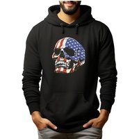 MyDesign24 Hoodie Herren Kapuzen Sweatshirt - Skull Schädel in USA Flaggen Farbe Kapuzenpulli mit Aufdruck, i349 von MyDesign24