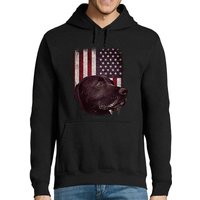 MyDesign24 Hoodie Herren Kapuzen Sweatshirt - schwarzer Labrador for USA Flagge Kapuzensweater mit Aufdruck, i246 von MyDesign24
