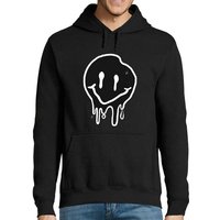 MyDesign24 Hoodie Herren Kapuzen Sweatshirt - zerlaufender Smiley Kapuzensweater mit Aufdruck, i292 von MyDesign24