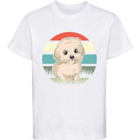 MyDesign24 Print-Shirt Kinder Hunde T-Shirt bedruckt - Retro Malteser Welpen Baumwollshirt mit Aufdruck, i242 von MyDesign24