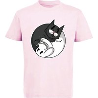 MyDesign24 Print-Shirt Kinder T-Shirt bedruckt - Kuschelnder Hund und Katze Yin Yang Baumwollshirt mit Aufdruck, i240 von MyDesign24