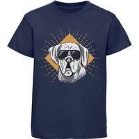 MyDesign24 Print-Shirt bedrucktes Kinder Hunde T-Shirt - Cooler Hund mit Sonnenbrille Baumwollshirt mit Aufdruck, i224 von MyDesign24