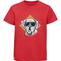 MyDesign24 Print-Shirt bedrucktes Kinder Hunde T-Shirt - Cooler Hund mit Sonnenbrille Baumwollshirt mit Aufdruck, i224 von MyDesign24