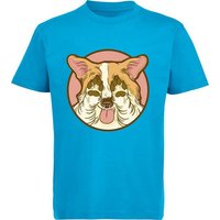 MyDesign24 Print-Shirt bedrucktes Kinder Hunde T-Shirt - Corgi der seine Augen zu hält Baumwollshirt mit Aufdruck, i226 von MyDesign24