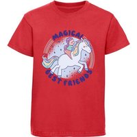 MyDesign24 Print-Shirt bedrucktes Kinder Mädchen T-Shirt - Cartoon Pferd mit Reiterin Baumwollshirt mit Aufdruck, i197 von MyDesign24