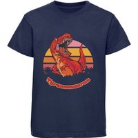 MyDesign24 Print-Shirt bedrucktes Kinder T-Shirt mit roten brüllendem T-Rex Baumwollshirt mit Dino, schwarz, weiß, rot, blau, i100 von MyDesign24