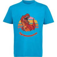 MyDesign24 Print-Shirt bedrucktes Kinder T-Shirt mit roten brüllendem T-Rex Baumwollshirt mit Dino, schwarz, weiß, rot, blau, i100 von MyDesign24