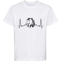 MyDesign24 Print-Shirt bedrucktes Mädchen T-Shirt Herzschlaglinie mit Pferdekopf Baumwollshirt mit Aufdruck, i143 von MyDesign24