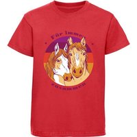 MyDesign24 Print-Shirt bedrucktes Mädchen T-Shirt zwei Pferdeköpfe Baumwollshirt mit Aufdruck, i148 von MyDesign24