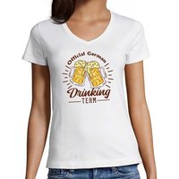 MyDesign24 T-Shirt Damen Oktoberfest T-Shirt - Official German Drinking Team V-Ausschnitt Print Shirt Slim Fit, i304 von MyDesign24