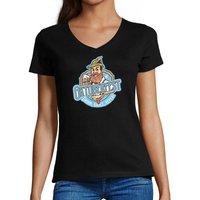 MyDesign24 T-Shirt Damen Oktoberfest T-Shirt - Oktoberfest Drink, Dance, Repeat V-Ausschnitt Print Shirt Slim Fit, i318 von MyDesign24