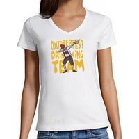 MyDesign24 T-Shirt Damen Party T-Shirt - Oktoberfest Drinking Team V-Ausschnitt Print Shirt Slim Fit, i305 von MyDesign24