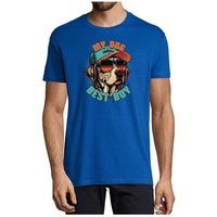 MyDesign24 T-Shirt Herren Hunde Print Shirt - Cooler Hund mit Cap und Sonnenbrille Baumwollshirt mit Aufdruck Regular Fit, i225 von MyDesign24