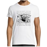 MyDesign24 T-Shirt Herren Print Shirt - Grim Reaper Skelett mit Sense Baumwollshirt mit Aufdruck Regular Fit, i299 von MyDesign24