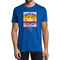 MyDesign24 T-Shirt Herren Smiley Print Shirt - Bunter Beach Bum Smiley Baumwollshirt mit Aufdruck Regular Fit, i291 von MyDesign24