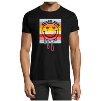 MyDesign24 T-Shirt Herren Smiley Print Shirt - Bunter Beach Bum Smiley Baumwollshirt mit Aufdruck Regular Fit, i291 von MyDesign24