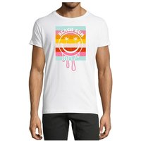 MyDesign24 T-Shirt Herren Smiley Print Shirt - Bunter Beach Bum Smiley Baumwollshirt mit Aufdruck Regular Fit, i291 von MyDesign24