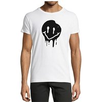 MyDesign24 T-Shirt Herren Smiley Print Shirt - Zerlaufender Smiley Baumwollshirt mit Aufdruck Regular Fit, i292 von MyDesign24
