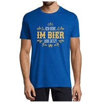 MyDesign24 T-Shirt Herren Sprüche Shirt - Trinkshirt Ich Lebe im Bier und Jetzt Baumwollshirt mit Aufdruck Regular Fit, i307 von MyDesign24