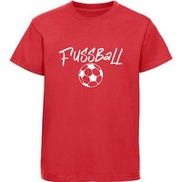 MyDesign24 T-Shirt Kinder Fussball Print Shirt - Ball mit Fussball Schriftzug Bedrucktes Jungen und Mädchen Fussball T-Shirt, i487 von MyDesign24