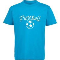 MyDesign24 T-Shirt Kinder Fussball Print Shirt - Ball mit Fussball Schriftzug Bedrucktes Jungen und Mädchen Fussball T-Shirt, i487 von MyDesign24