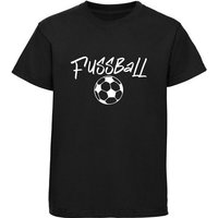 MyDesign24 T-Shirt Kinder Fussball Print Shirt - Ball mit Fussball Schriftzug Bedrucktes Jungen und Mädchen Fussball T-Shirt, i487 von MyDesign24