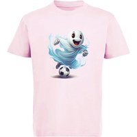 MyDesign24 T-Shirt Kinder Fussball Print Shirt - Fussball spielender Geist Bedrucktes Jungen und Mädchen Fussball T-Shirt, i486 von MyDesign24