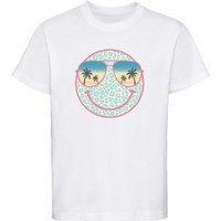 MyDesign24 T-Shirt Kinder Smiley Print Shirt bedruckt - Sommer Smiley mit Sonnenbrille Bedrucktes Jungen und Mädchen T-Shirt, i296 von MyDesign24