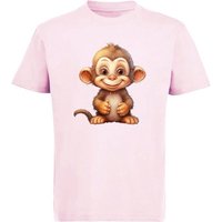 MyDesign24 T-Shirt Kinder Wildtier Print Shirt bedruckt - Baby Affe Schimpanse Baumwollshirt mit Aufdruck, i263 von MyDesign24