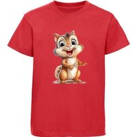 MyDesign24 T-Shirt Kinder Wildtier Print Shirt bedruckt - Baby Eichhörnchen Baumwollshirt mit Aufdruck, i262 von MyDesign24